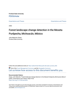 Forest Landscape Change Detection in the Meseta Purépecha, Michoacán