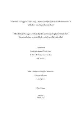 Molecular Ecology of Free-Living Chemoautotrophic Microbial Communities at a Shallow-Sea Hydrothermal Vent