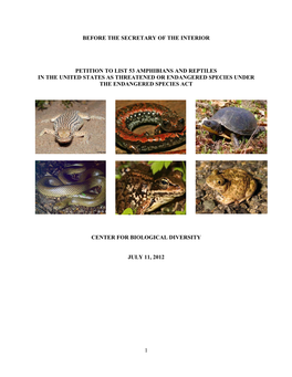 2012 Petition to List 53 Amphibians and Reptiles in the United States As