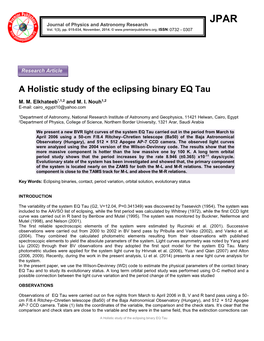 A Holistic Study of the Eclipsing Binary EQ Tau