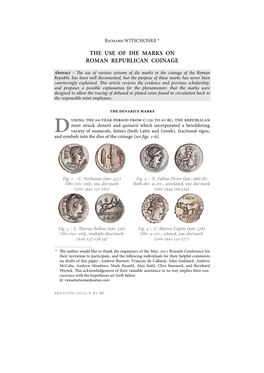 The Use of Die Marks on Roman Republican Coinage