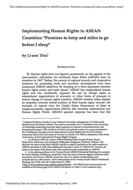 Implementing Human Rights in ASEAN Countries: 