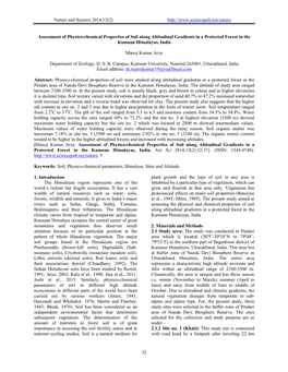 Nature and Science 2014;12(2) 32 Assessment of Physico-Chemical Properties of Soil Along Alti