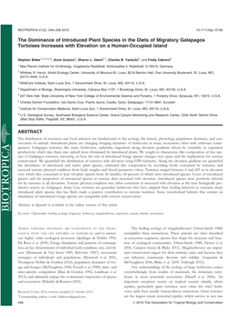 The Dominance of Introduced Plant Species in the Diets of Migratory Galapagos Tortoises Increases with Elevation on a Human-Occupied Island