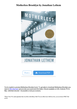 Motherless Brooklyn by Jonathan Lethem