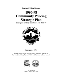 1996-1998 Community Policing Strategic Plan