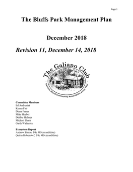 The Bluffs Park Management Plan December 2018 Revision 11