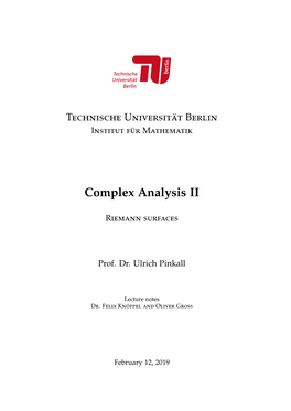 Complex Analysis II