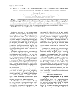 Preliminary Estimates of Lepidoptera Diversity from Specific Sites in the Neotropics Using Complementarity and Species Richness Estimators