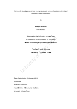 Community-Based Perceptions of Emergency Care in Communities Lacking Formalised Emergency Medicine Systems