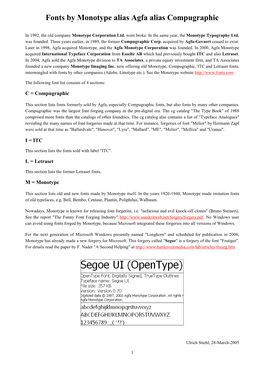 Fonts by Monotype Alias Agfa Alias Compugraphic