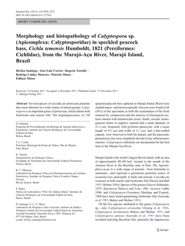 Morphology and Histopathology of Calyptospora Sp