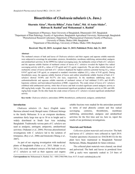 Bioactivities of Chukrasia Tabularis (A. Juss.)