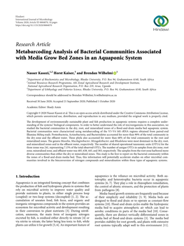 Metabarcoding Analysis of Bacterial Communities Associated with Media Grow Bed Zones in an Aquaponic System