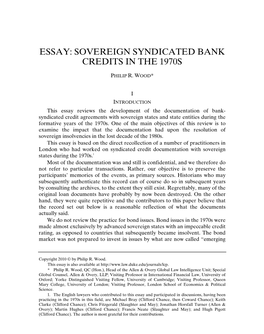 Essay: Sovereign Syndicated Bank Credits in the 1970S