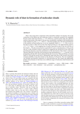 Dynamic Role of Dust in Formation of Molecular Clouds