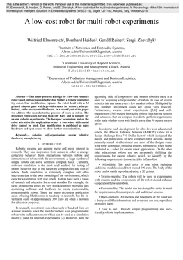 A Low-Cost Robot for Multi-Robot Experiments