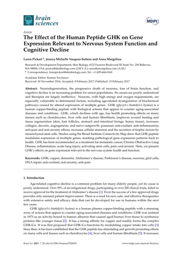 The Effect of the Human Peptide GHK on Gene Expression Relevant to Nervous System Function and Cognitive Decline