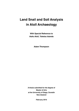 Land Snail and Soil Analysis in Atoll Archaeology