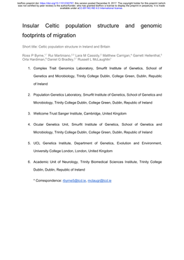 Insular Celtic Population Structure and Genomic Footprints of Migration