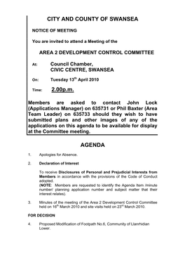 CITY and COUNTY of SWANSEA 2.00P.M. AGENDA