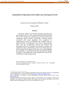 A Quantitative Exploration of the Golden Age of European Growth