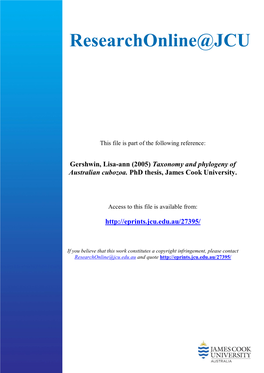 Taxonomy and Phylogeny of Australian Cubozoa