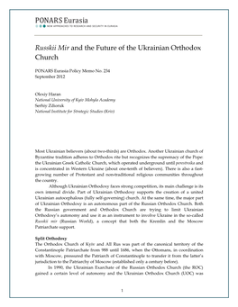 Russkii Mir and the Future of the Ukrainian Orthodox Church