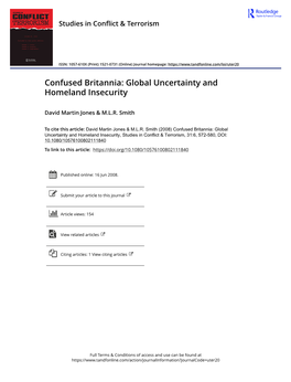Confused Britannia: Global Uncertainty and Homeland Insecurity