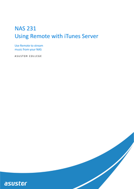 NAS 231 Using Remote with Itunes Server