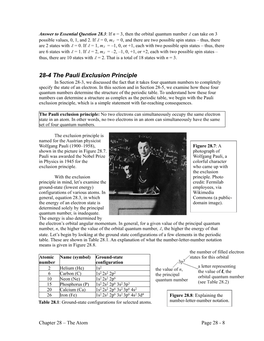 Section 28-4: the Pauli Exclusion Principle