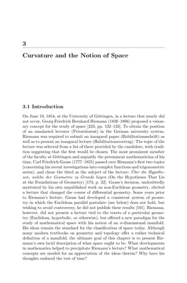 3 Curvature and the Notion of Space