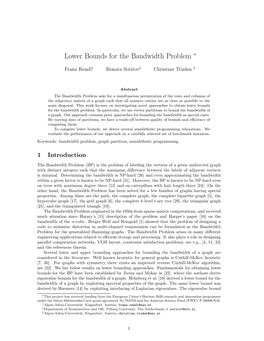 Lower Bounds for the Bandwidth Problem ∗