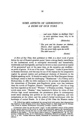 SOME ASPECTS of LERMONTOV's a HERO of OUR TIME Downloaded from by Guest on 28 September 2021