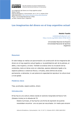 Los Imaginarios Del Dinero En El Trap Argentino Actual Natalia Tosello Actas De Periodismo Y Comunicación, Vol