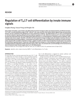 Regulation of TH17 Cell Differentiation by Innate Immune Signals