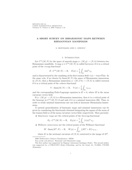 A Short Survey on Biharmonic Maps Between Riemannian Manifolds