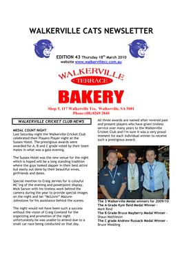 Walkerville Cats Newsletter