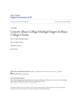 Concert: Ithaca College Madrigal Singers & Ithaca College Chorus