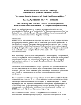 Dr. Scott Pace, Director, Space Policy Institute, Elliott School of International Affairs, the George Washington University