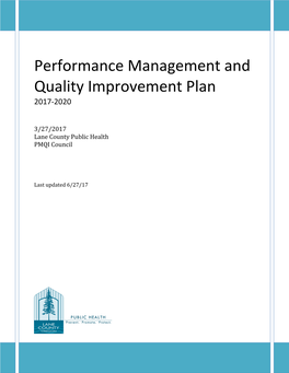 Performance Management and Quality Improvement Plan 2017-2020