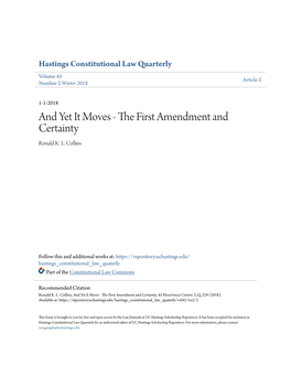 Hastings Constitutional Law Quarterly Volume 45 Article 2 Number 2 Winter 2018