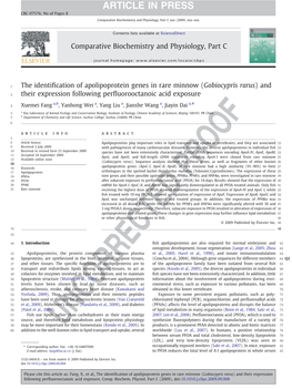 The Identification of Apolipoprotein Genes in Rare Minnow (Gobiocypris