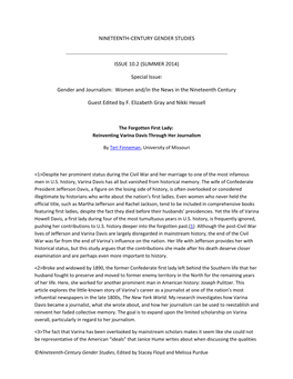 Special Issue: Gender and Journalism: Women And/In the News In