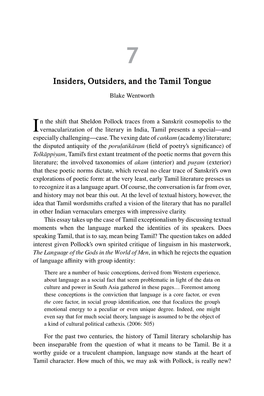 Insiders, Outsiders, and the Tamil Tongue