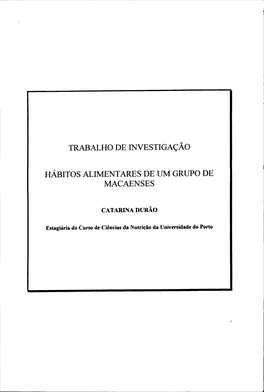 Trabalho De Investigação Hábitos Alimentares De Um