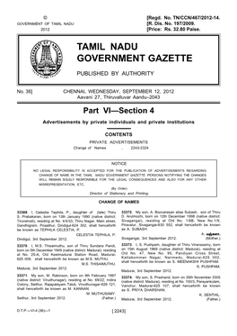 Tamil Nadu Government Gazette