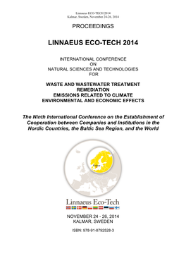 Linnaeus ECO-TECH 2014 Kalmar, Sweden, November 24-26, 2014