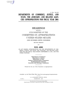 Departments of Commerce, Justice, and State, the Judiciary, and Related Agen- Cies Appropriations for Fiscal Year 2001