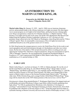 An Introduction to Martin Luther King, Jr